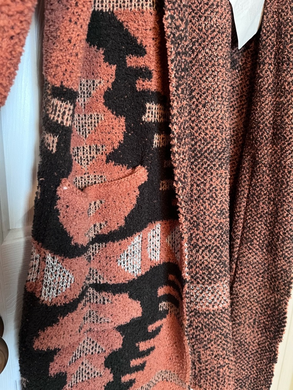 Copper/Rust Aztec Open Front Cardigan - Picture 3 of 5
